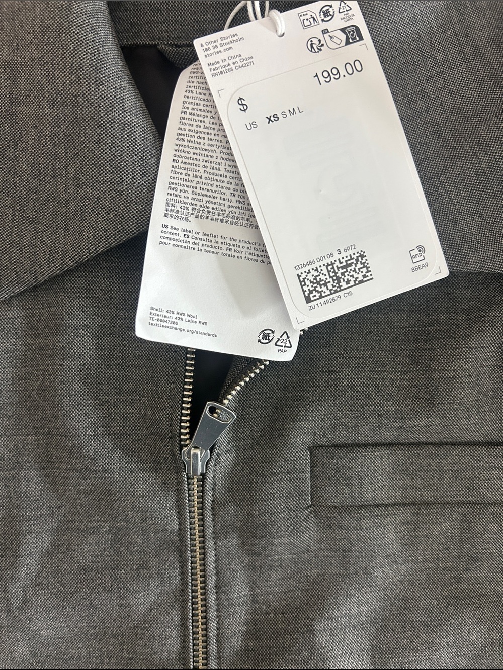NWT (size XS) & Other Stories SHORT WOOL JACKET - Picture 4 of 7
